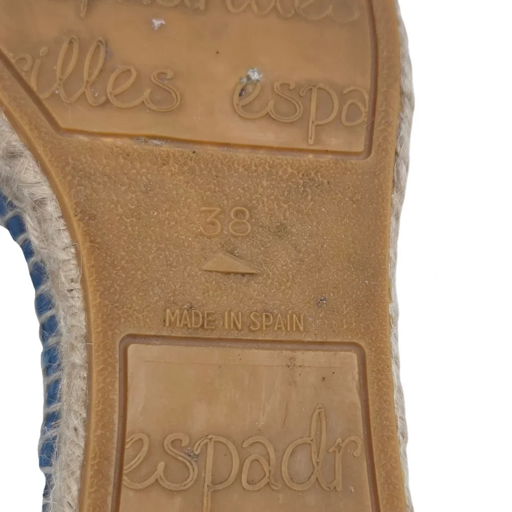 Made in Spain Espadrille Platform Sneakers Blue Floral Embroidered Frayed 7.5/38